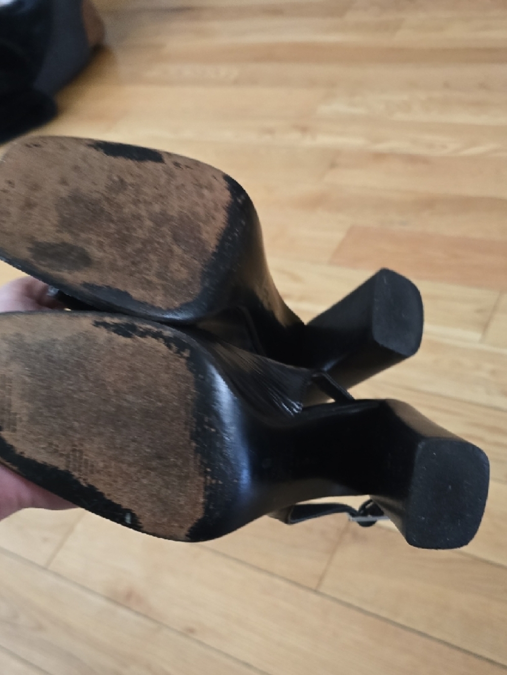 Via Spiga Black Leather Open-Toe Slingback Heels - Picture 5 of 10